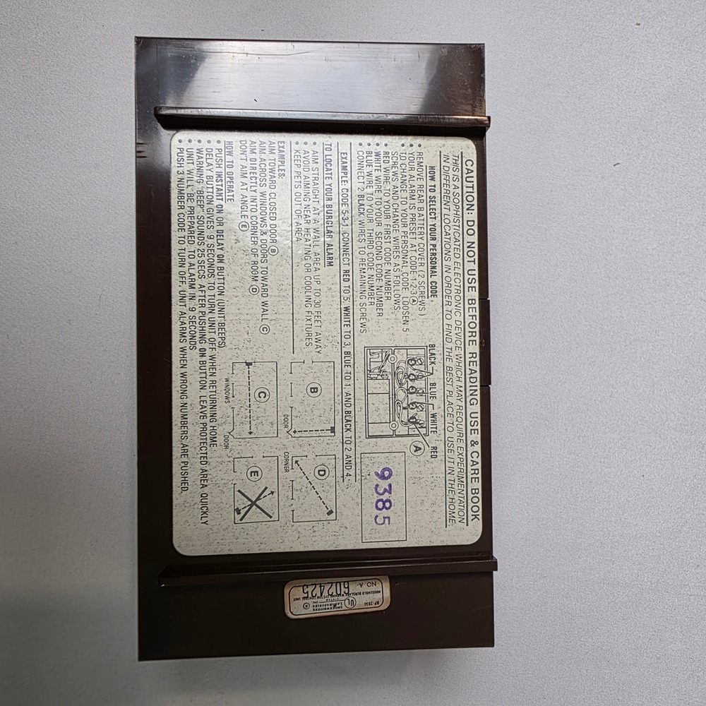 GE Zonar Burglar Alarm 8250-003‎ Battery Operated Woodgrain Vintage Ultrasonic - Picture 7 of 8
